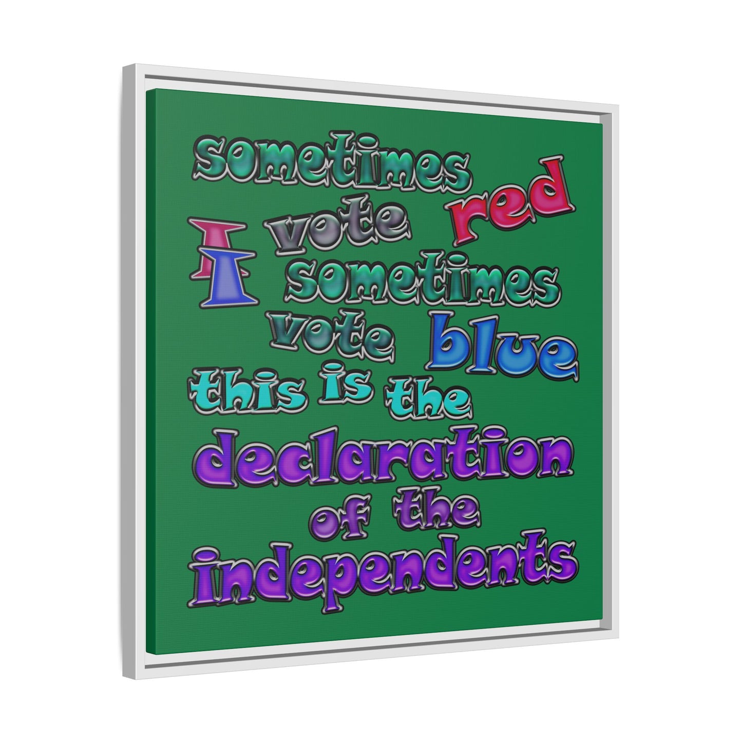 declaration of the independents - framed canvas art (dark green)
