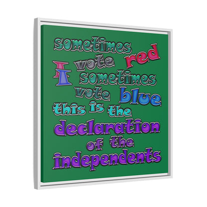 declaration of the independents - framed canvas art (dark green)