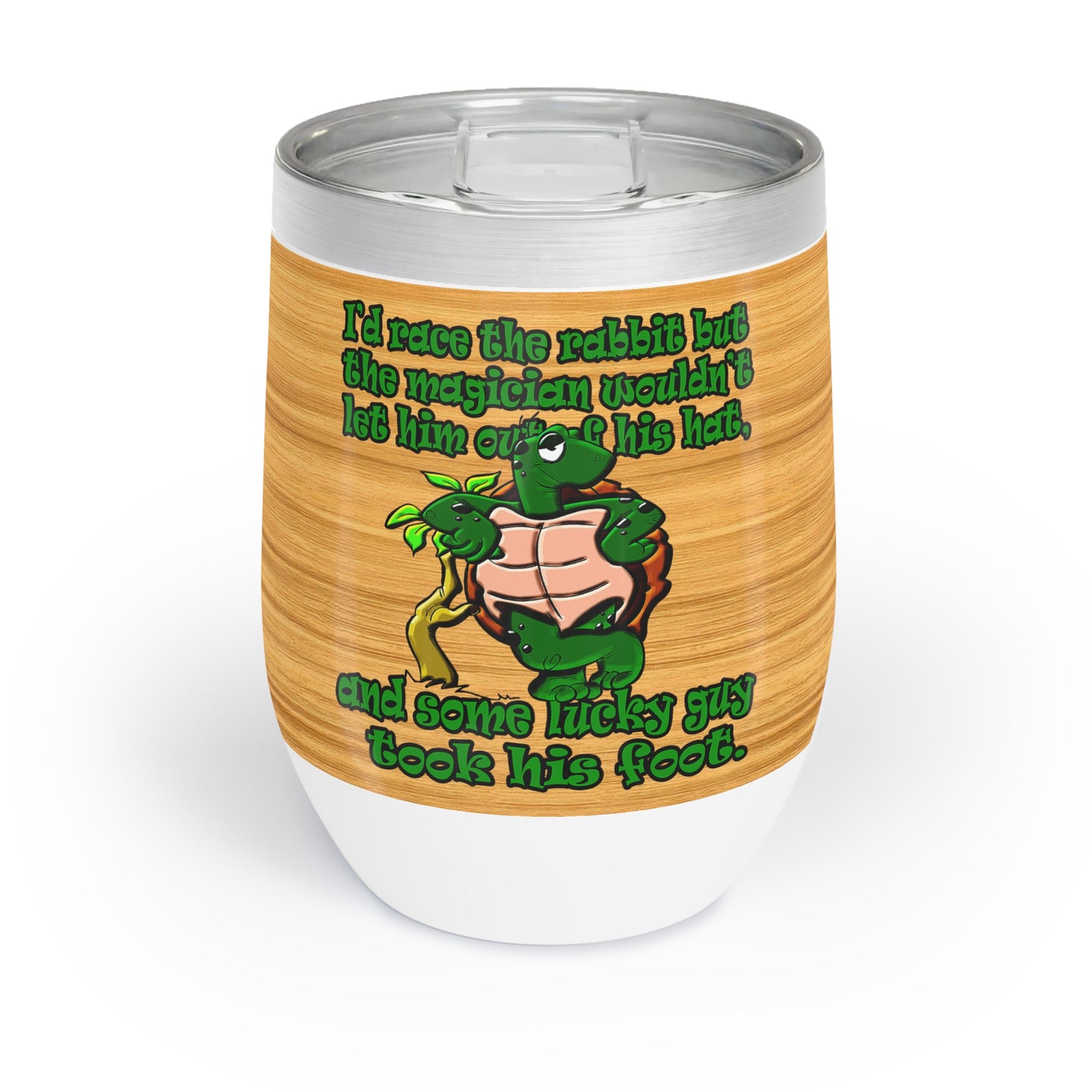 turtle race - Chill Wine Tumbler (butterscotch wood finish)