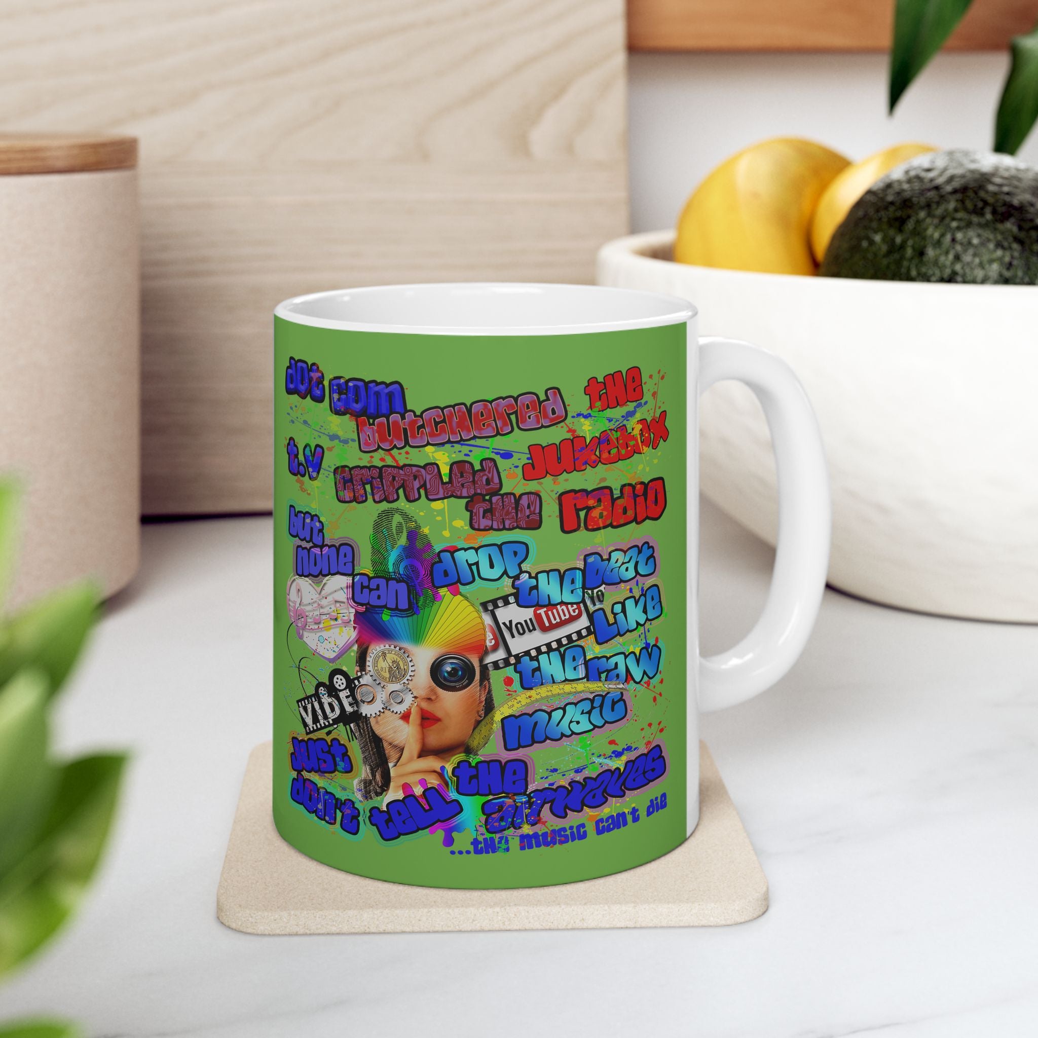 drop the beat - White Mug (green)