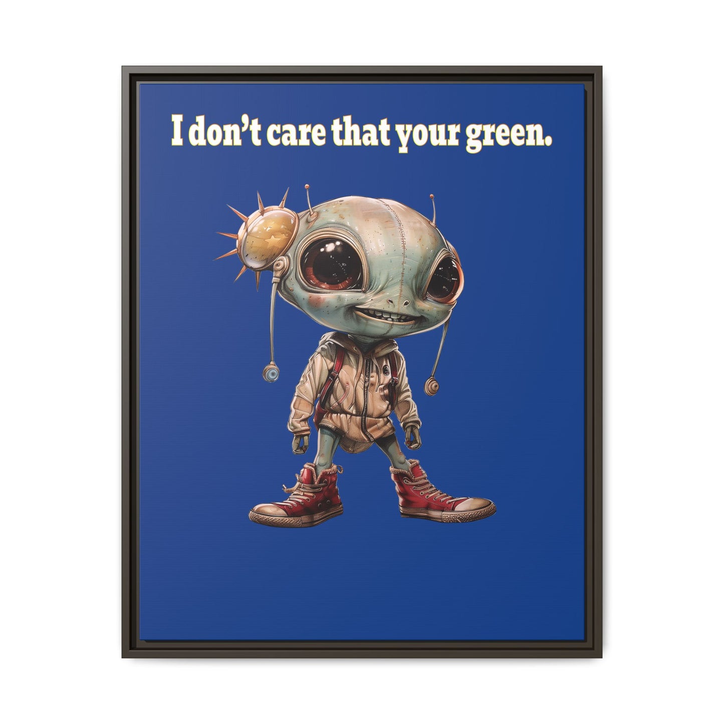 I don't care that your green - framed canvas art (dark blue)