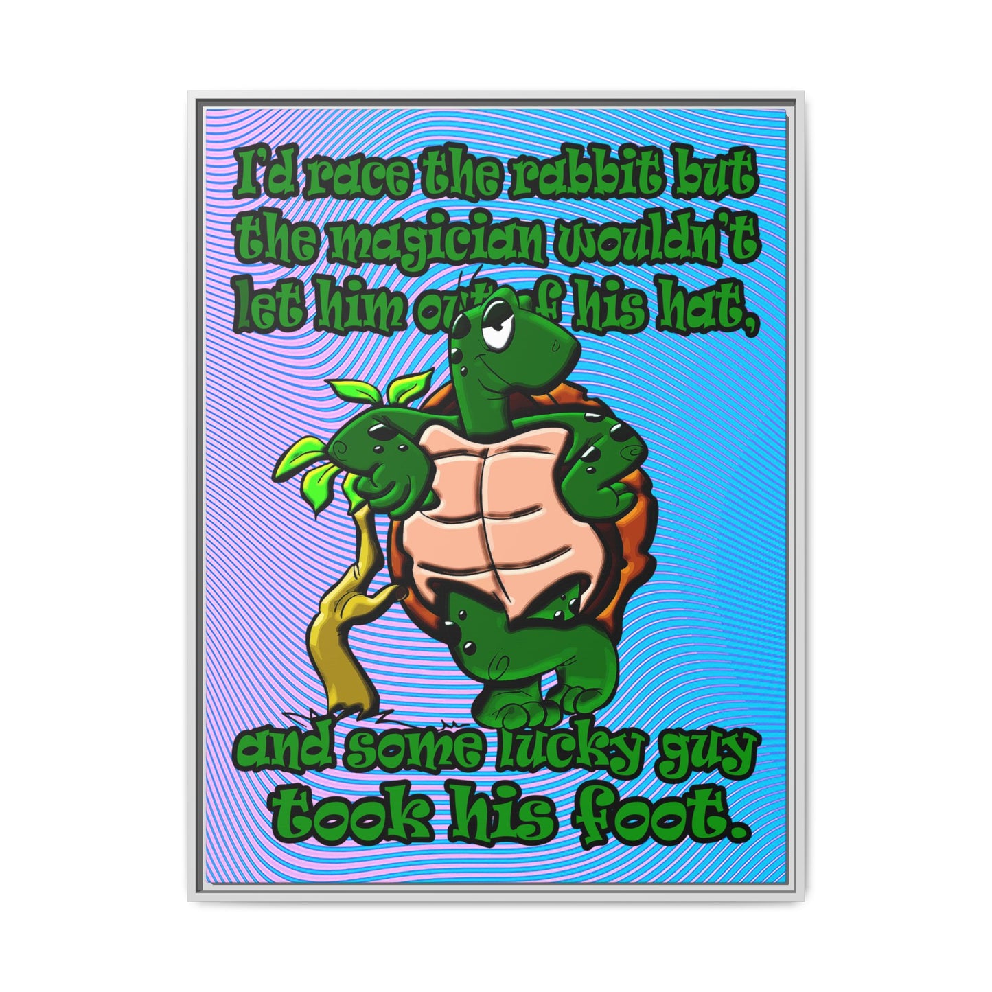 turtle race - framed canvas art (light blue-purple wave)