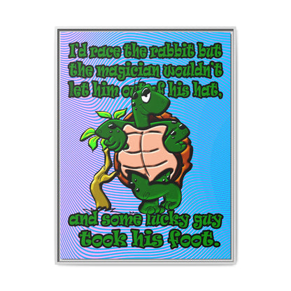 turtle race - framed canvas art (light blue-purple wave)