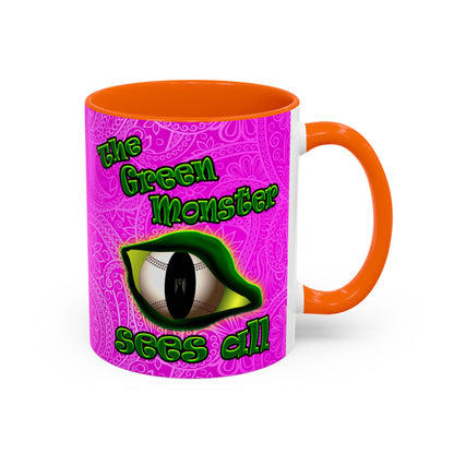 green monster - Accent Mug (pink swirl)