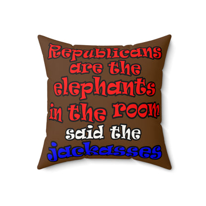 donkeys and elephants - Faux Suede Square Pillow - (brown)