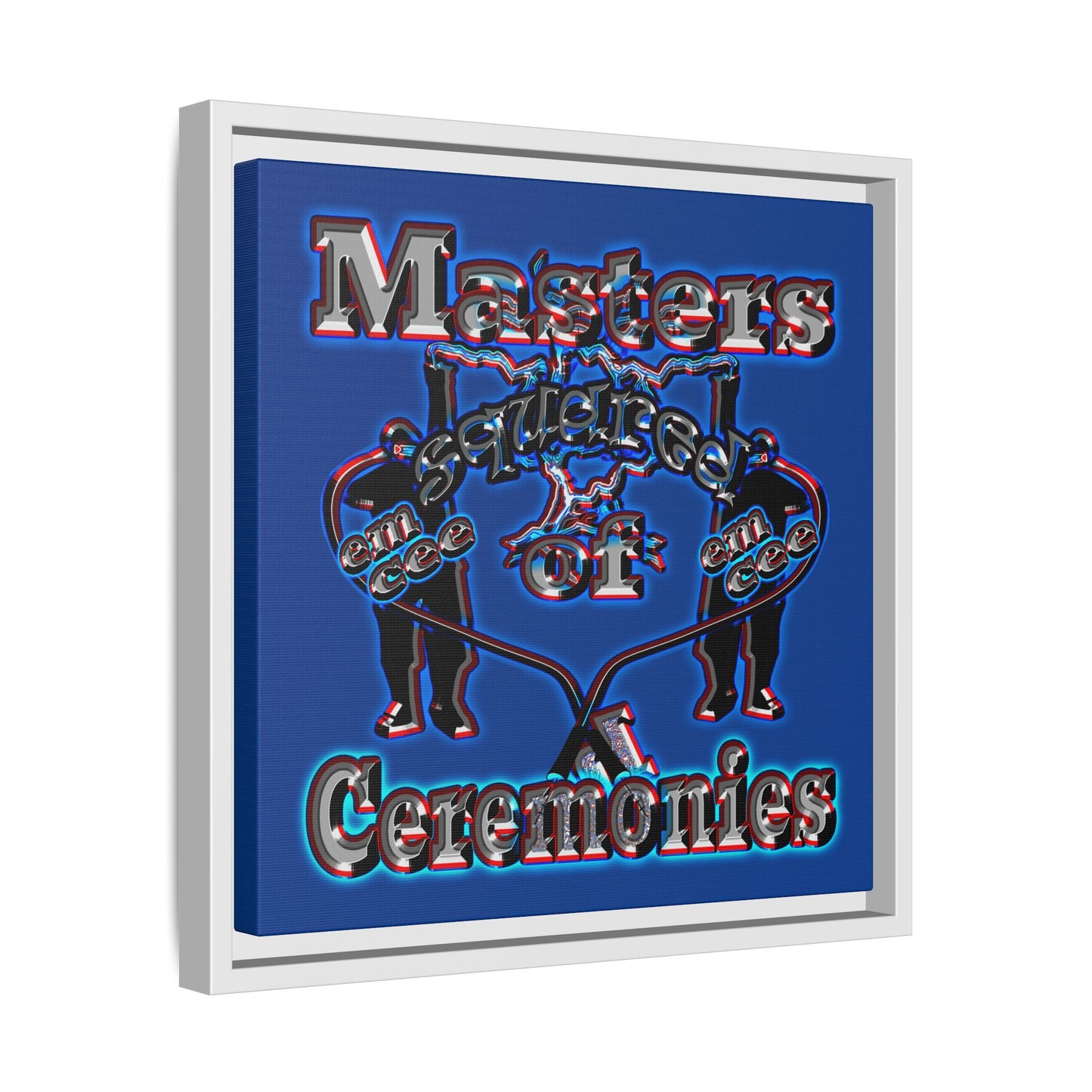 em cee squared - framed canvas art (dark blue)