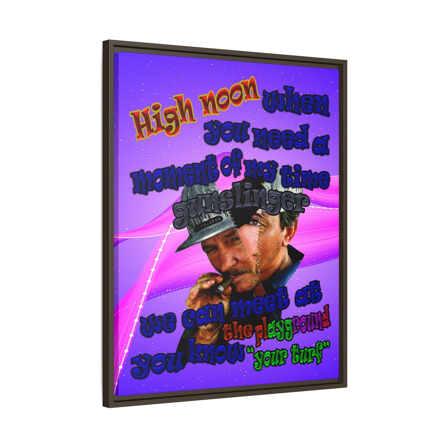 high noon - framed canvas art (purple-pink wave)