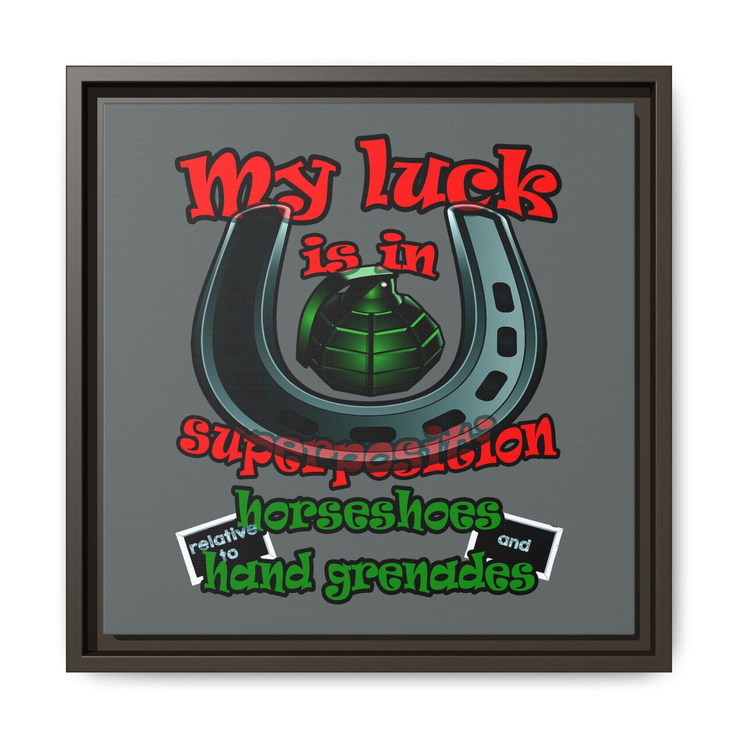my luck - framed canvas art (dark grey)