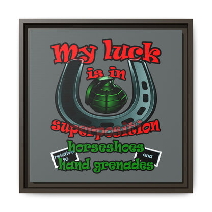 my luck - framed canvas art (dark grey)