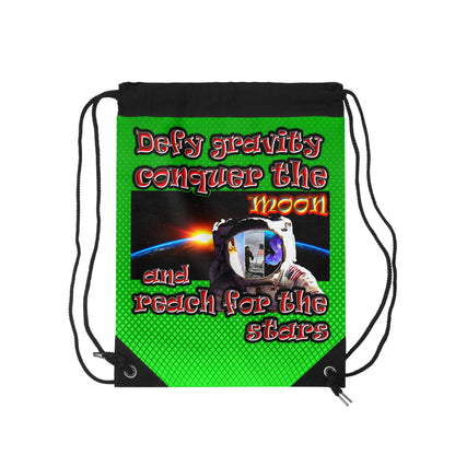 defy conquer reach - Drawstring Bag (logo green)