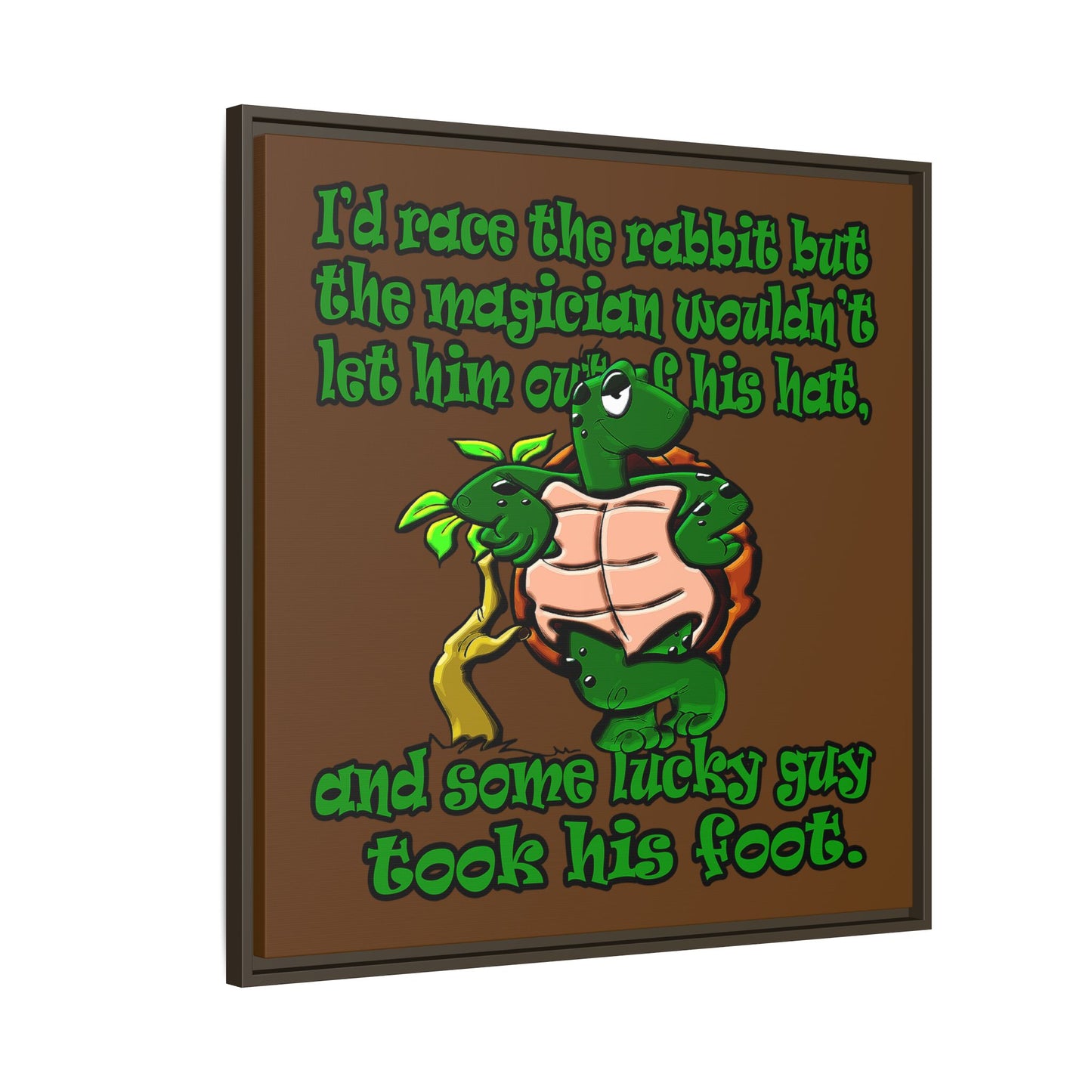 turtle race - framed canvas art (brown)