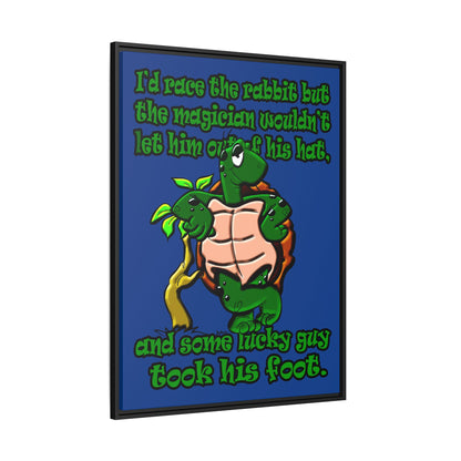 turtle race - framed canvas art (dark blue)