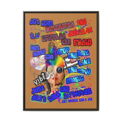 drop the beat - framed canvas art (light brown)