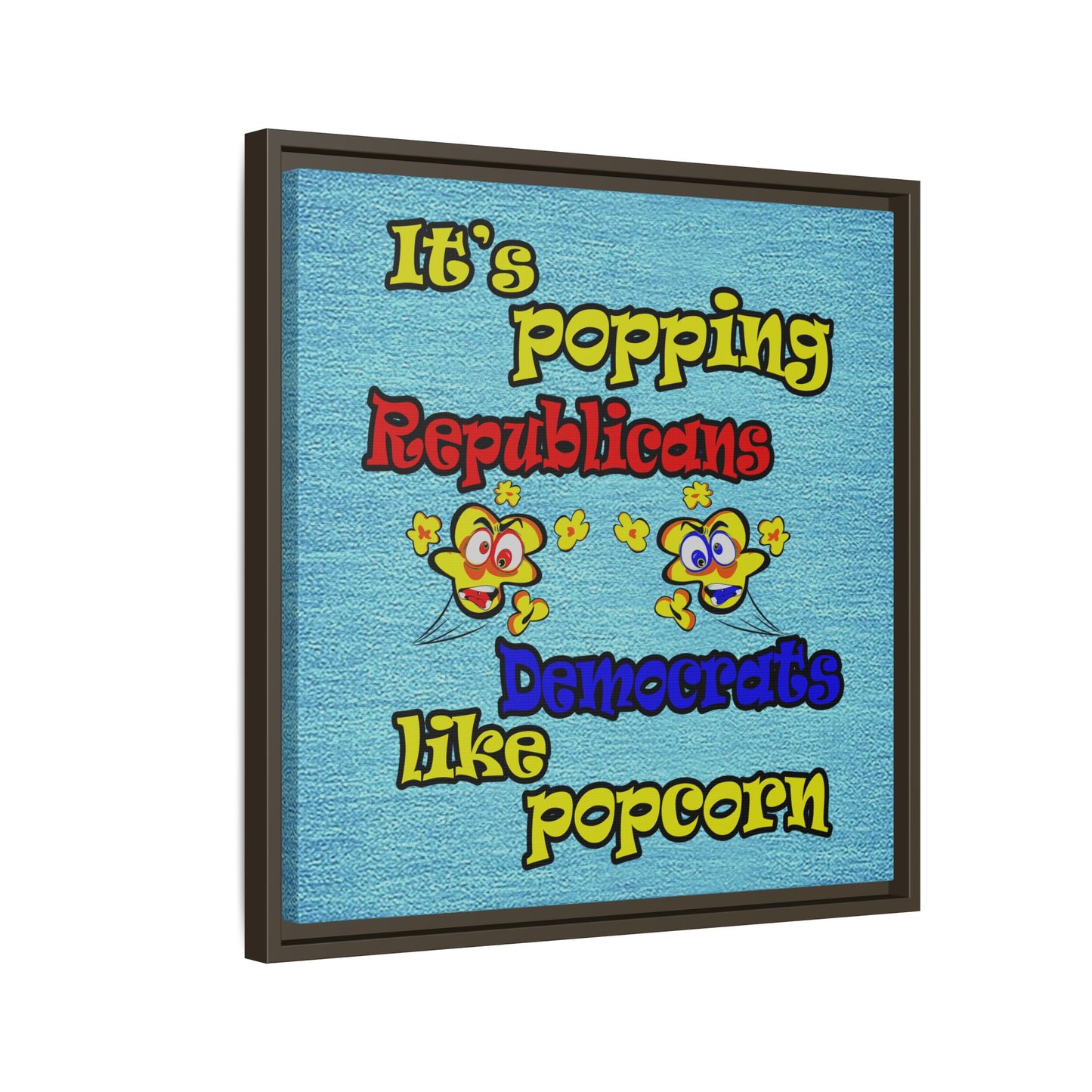 popping like popcorn - framed canvas art (faded dark blue)