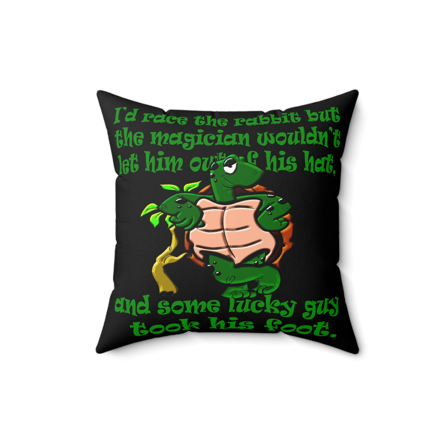 turtle race - Faux Suede Square Pillow - (black)