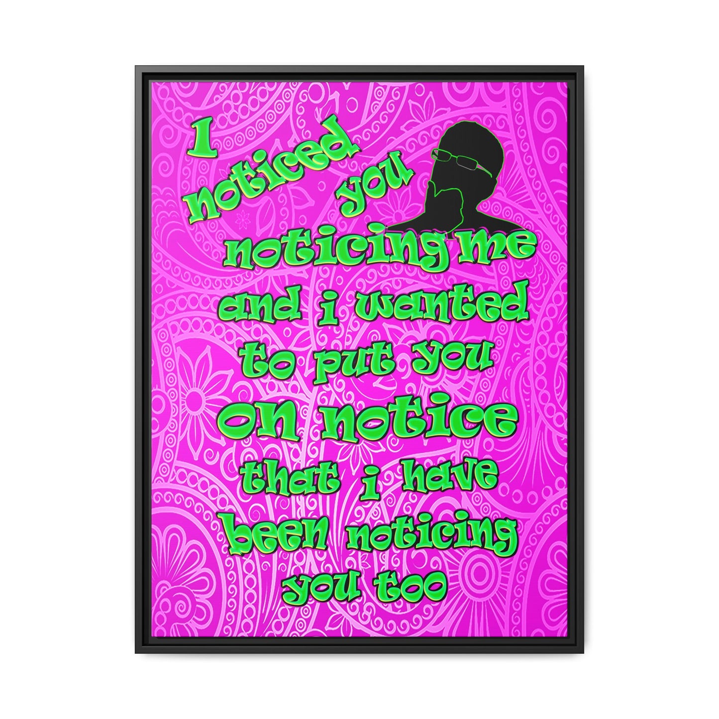 noticed you noticing - framed canvas art (pink swirl)