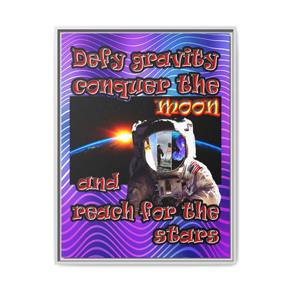 defy conquer reach - framed canvas art (purple wave)