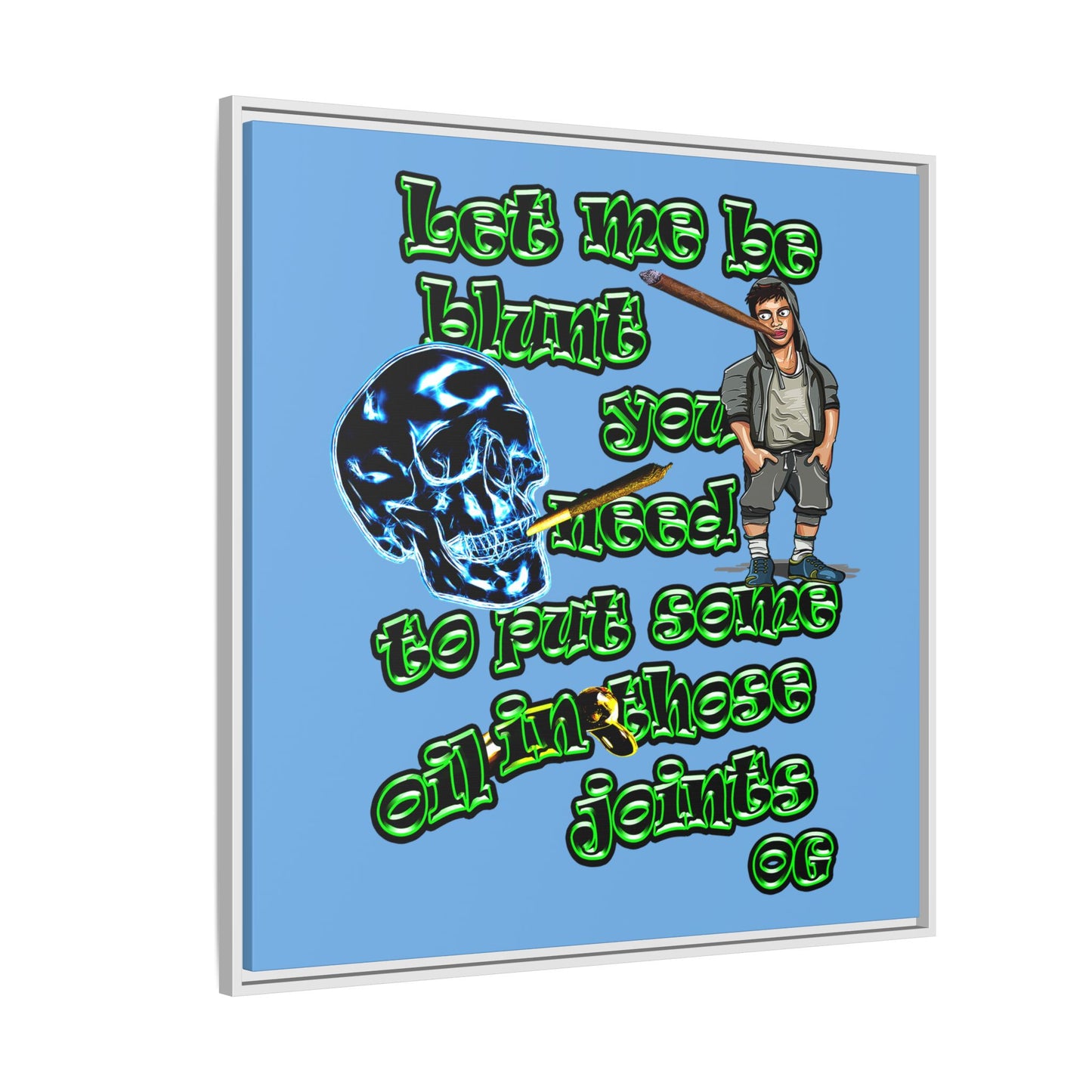 og - framed canvas art (light blue)