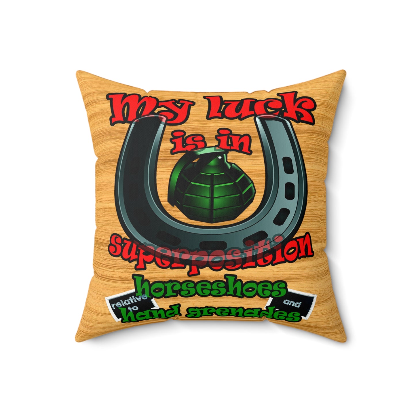 my luck - Faux Suede Square Pillow - (butterscotch wood finish)