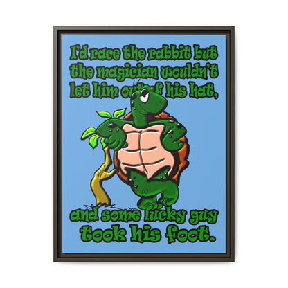 turtle race - framed canvas art (light blue)