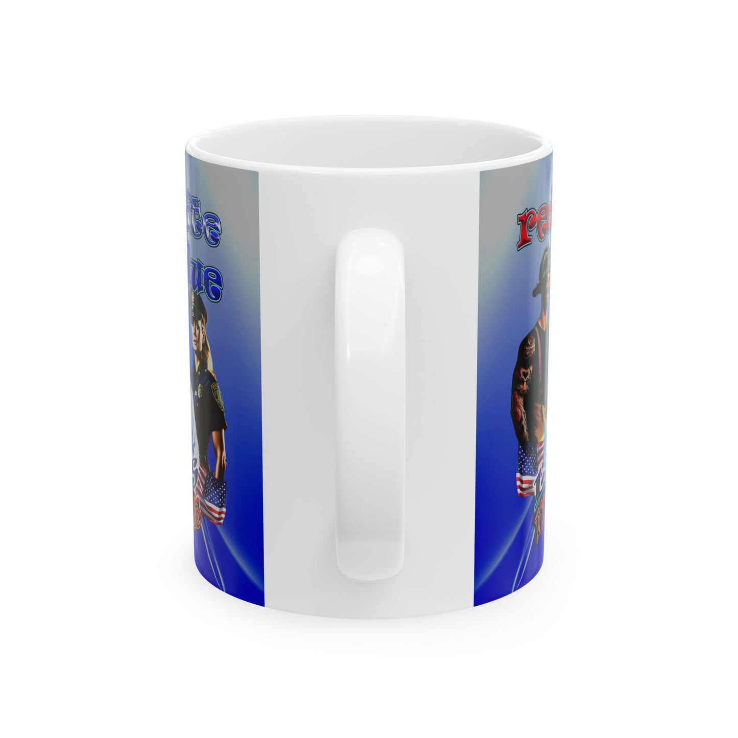 rw&b lives matter - White Mug (blue-white wave)