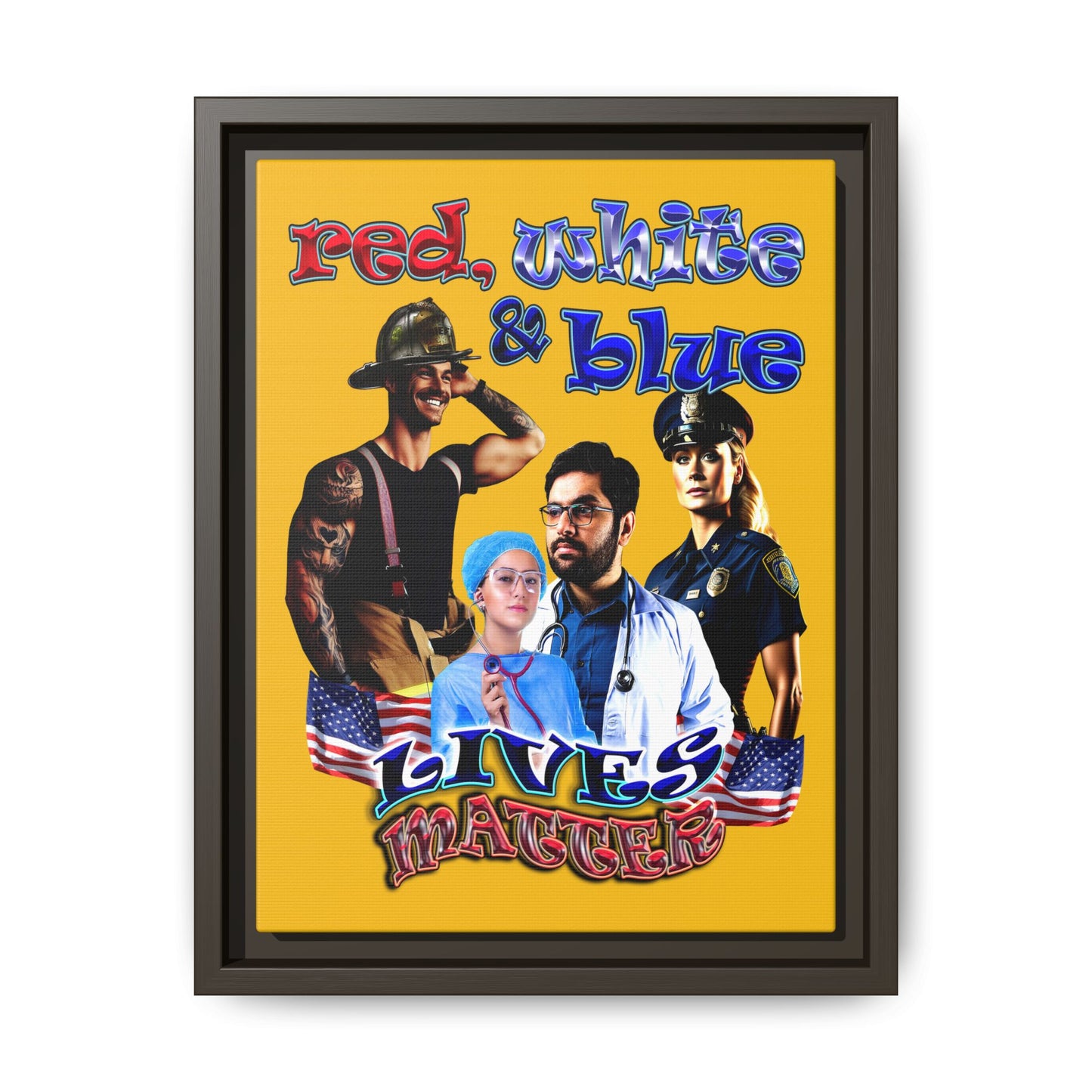 rw&b lives matter - framed canvas art (yellow)