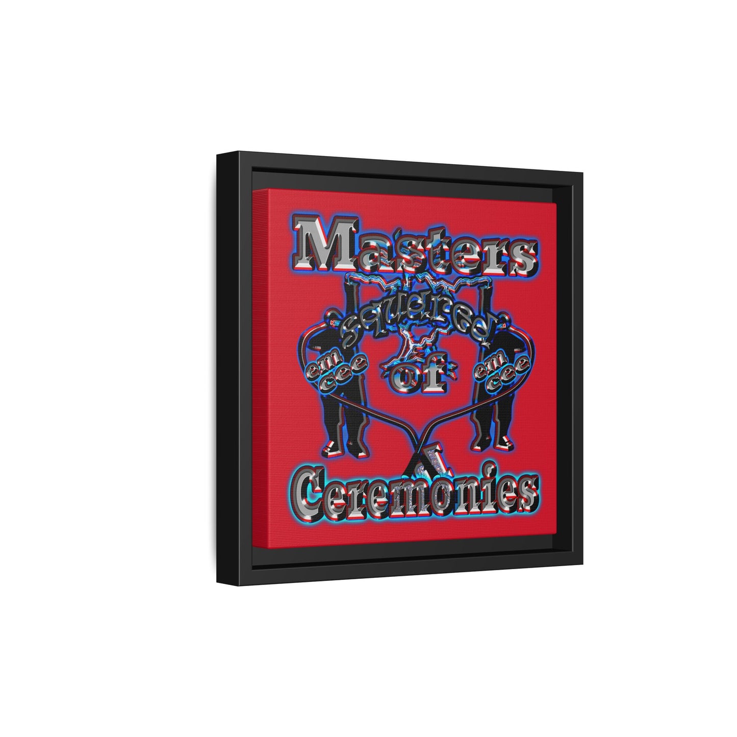 em cee squared - framed canvas art (dark red)