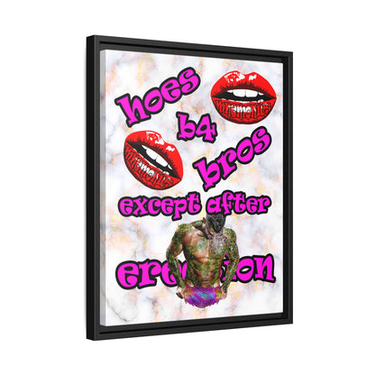 hoes b4 bros - framed canvas art (white marble)