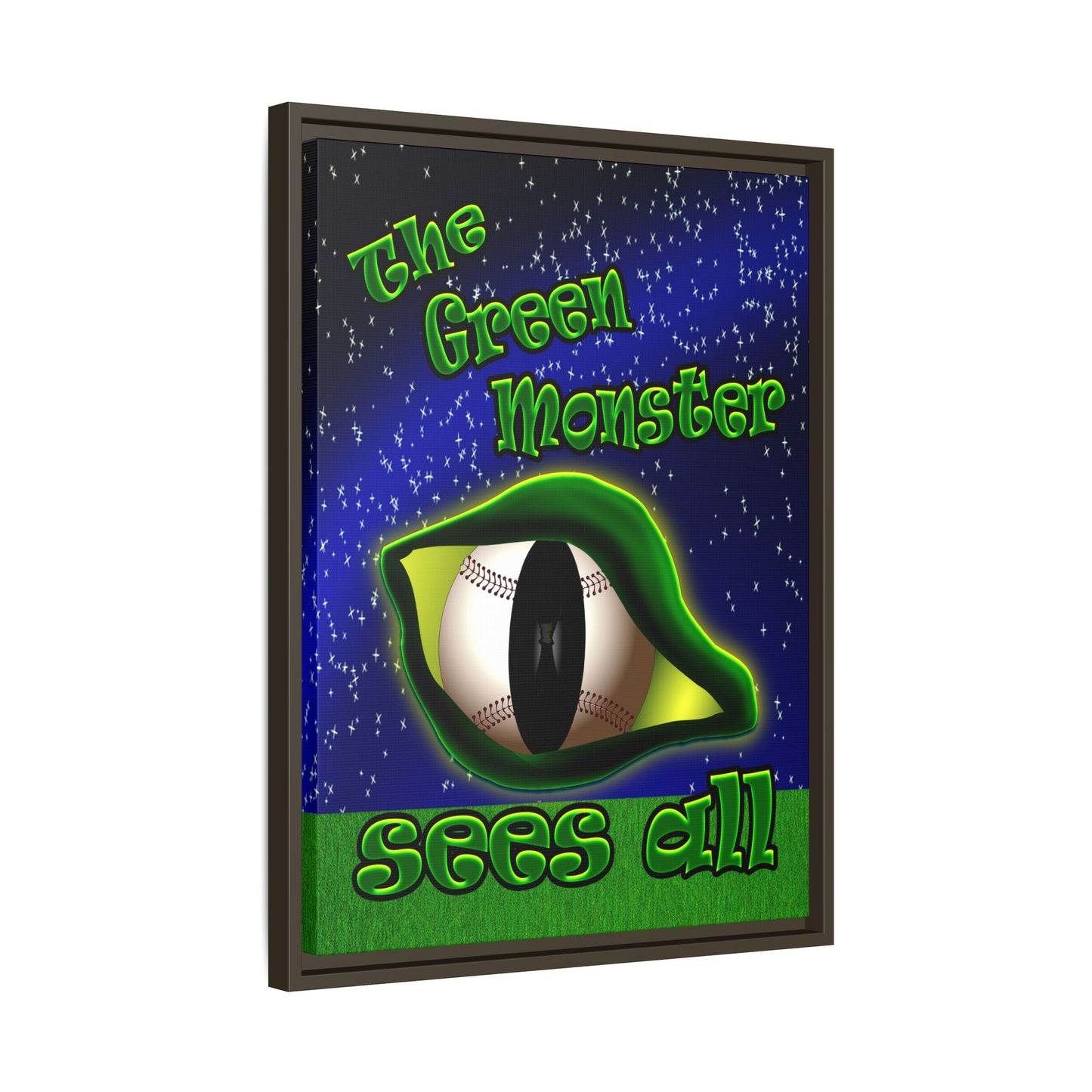 green monster - framed canvas art ('snoops' background)