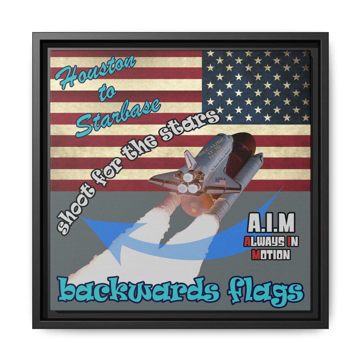 shoot for the stars - framed canvas art (dark grey)