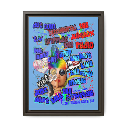 drop the beat - framed canvas art (light blue)