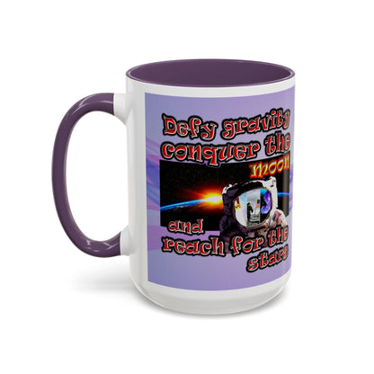 defy conquer reach - Accent Mug (light blue-pink wave)