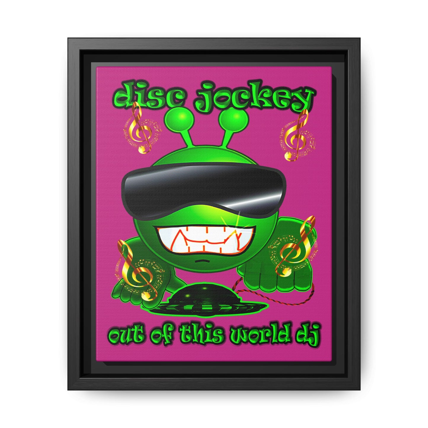 disc jockey - framed canvas art (pink)