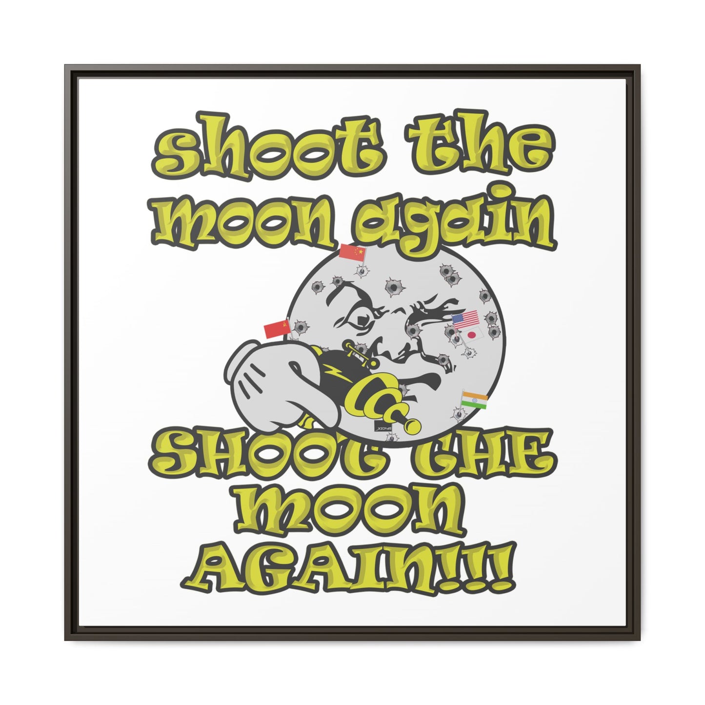 shoot the moon again - framed canvas art (white)