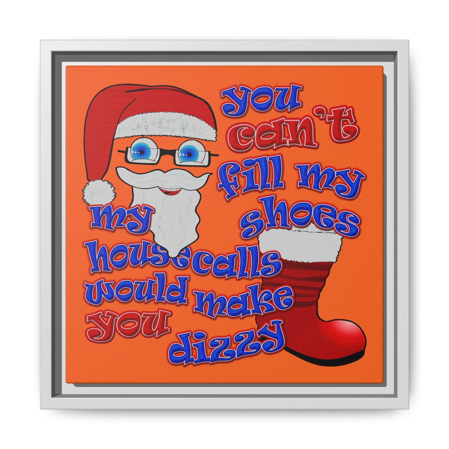 santa's shoes - framed canvas art (orange)