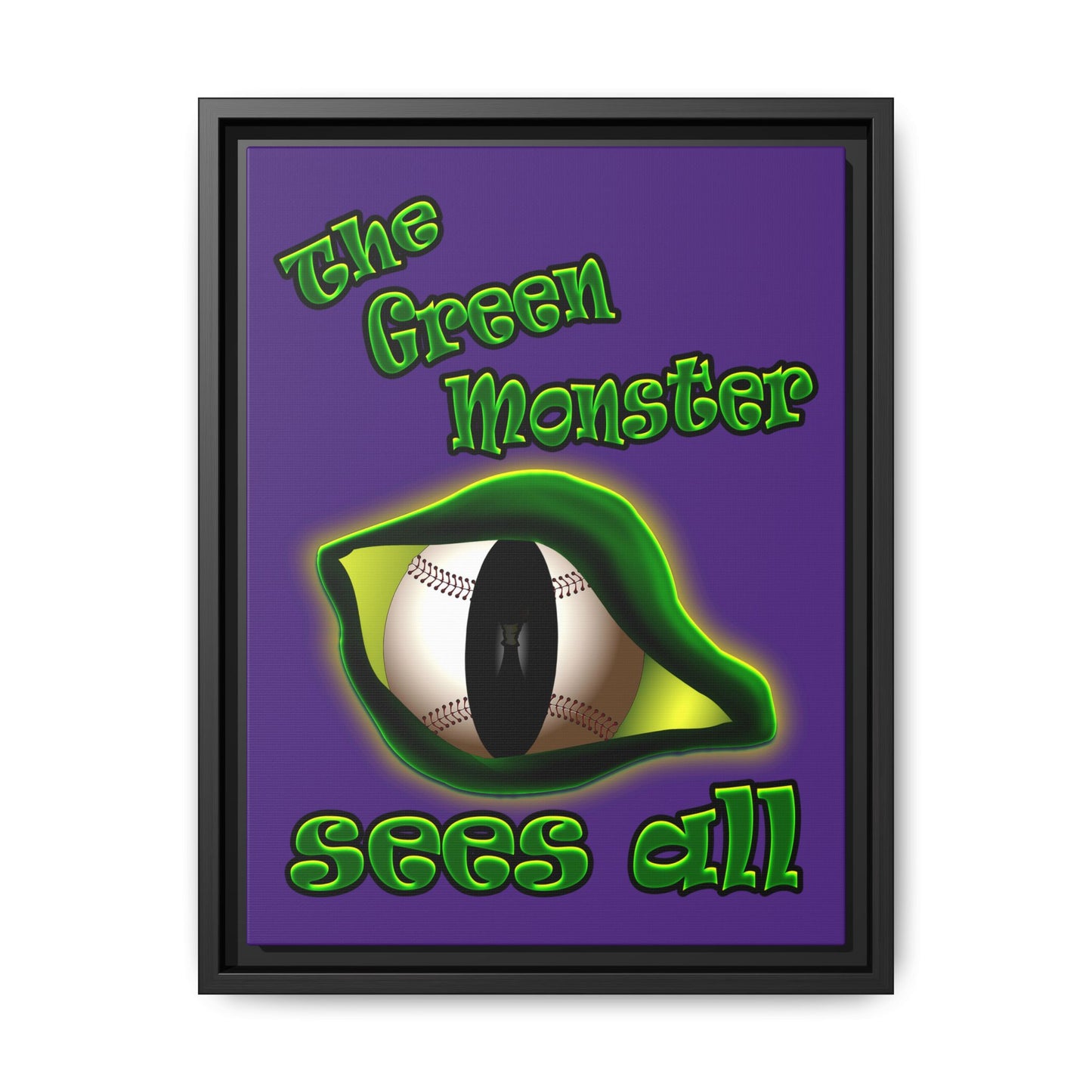 green monster - framed canvas art (purple)
