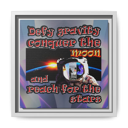 defy conquer reach - framed canvas art (grey-pink wave)
