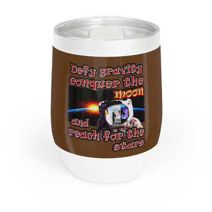 defy conquer reach - Chill Wine Tumbler (brown)