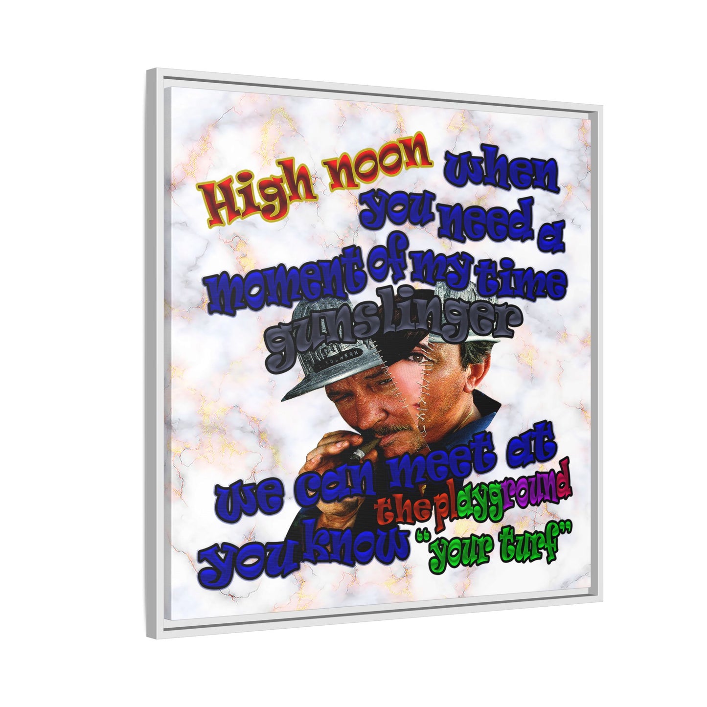 high noon - framed canvas art (white marble)