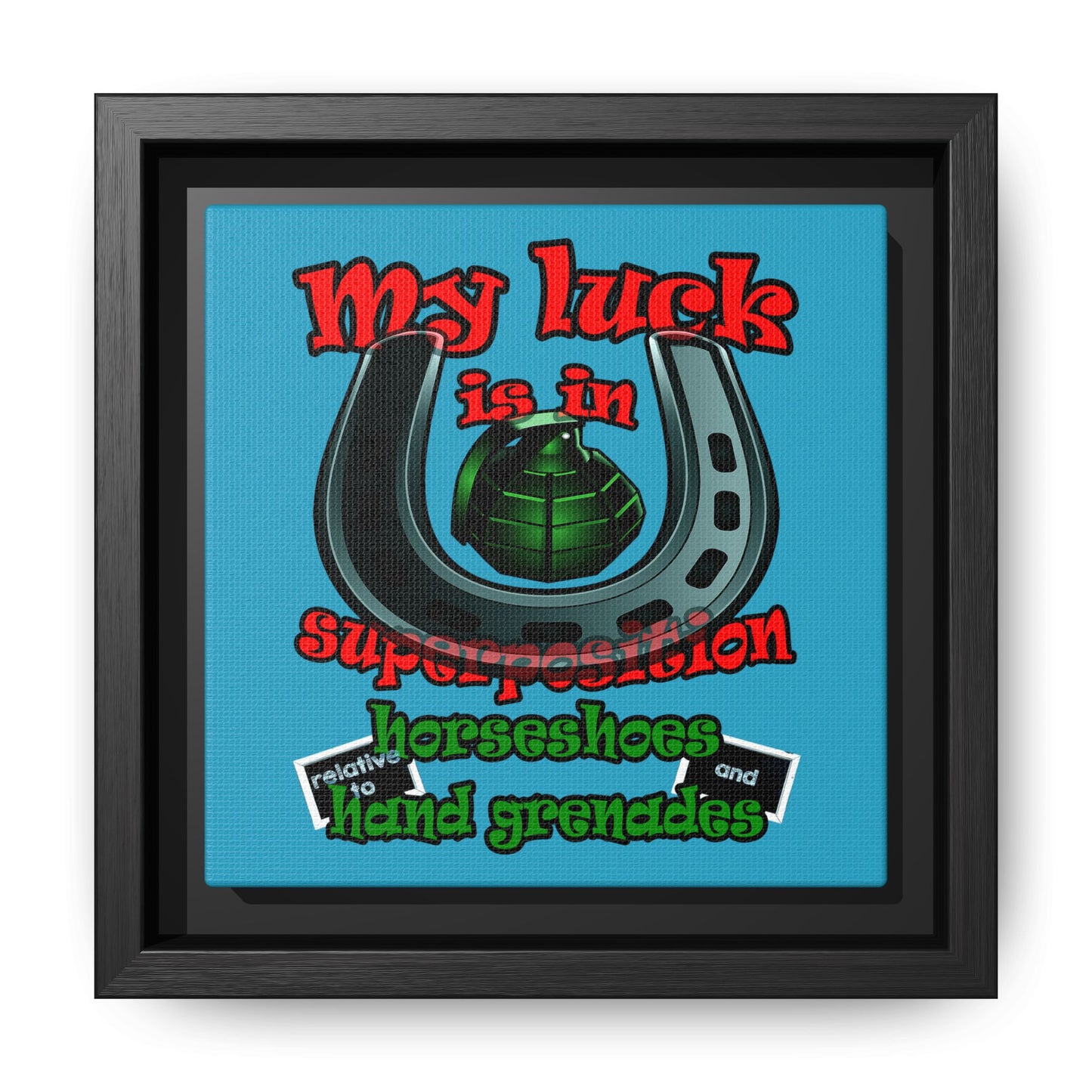 my luck - framed canvas art (turquoise)