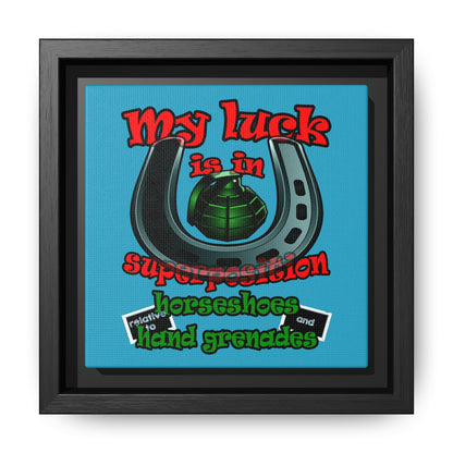 my luck - framed canvas art (turquoise)