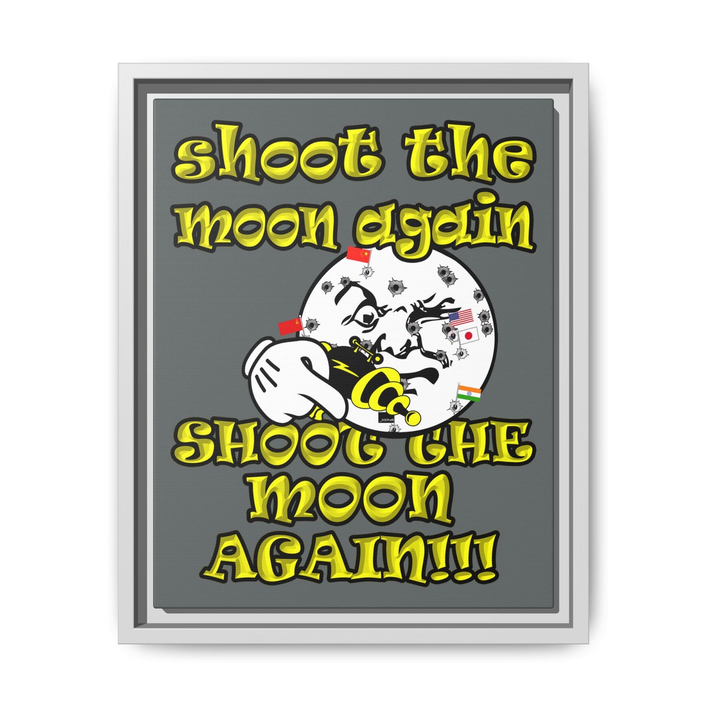 shoot the moon again - framed canvas art (dark grey)