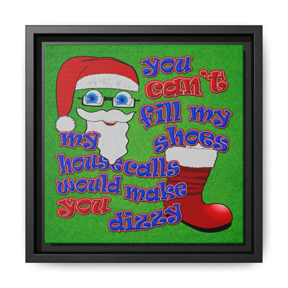 santa's shoes - framed canvas art (green turf)