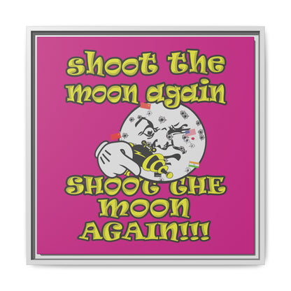 shoot the moon again - framed canvas art (pink)