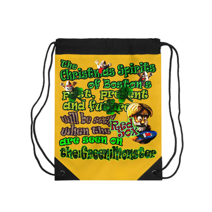 christmas spirits of boston - Drawstring Bag (yellow)