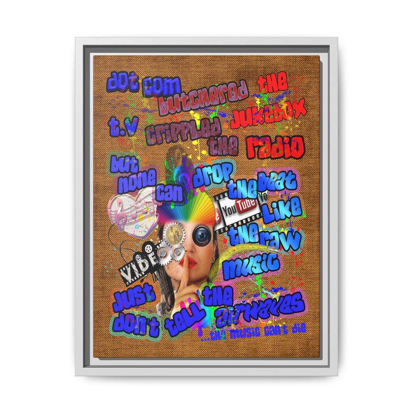 drop the beat - framed canvas art (brown papyrus)
