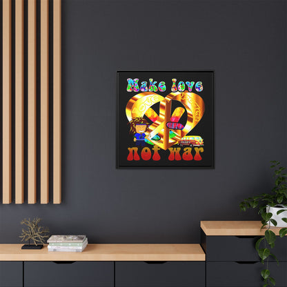 love peace - framed canvas art (black)