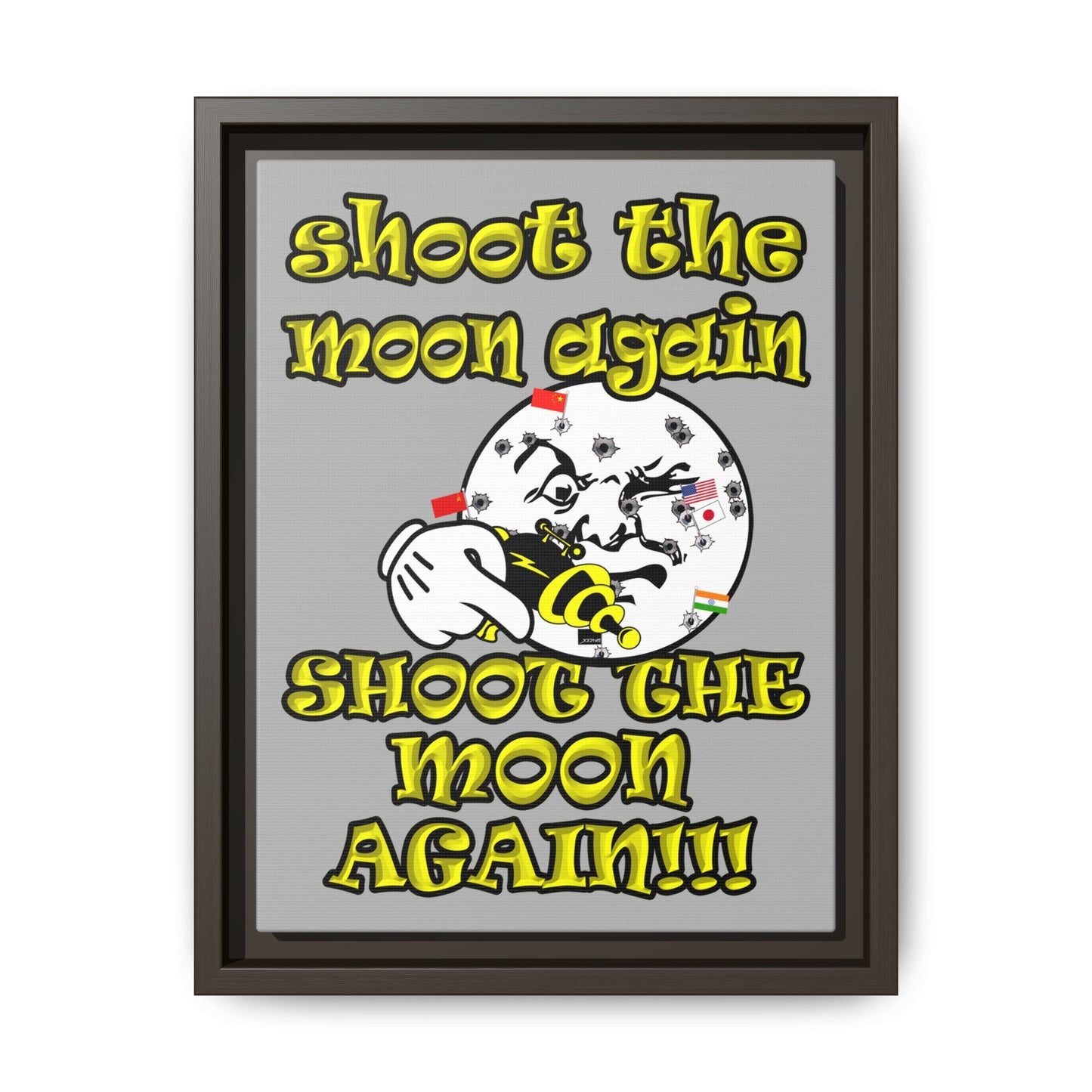shoot the moon again - framed canvas art (light grey)