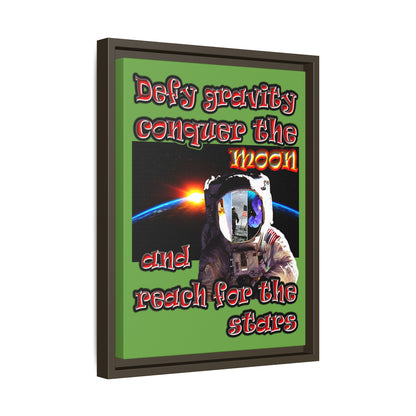defy conquer reach - framed canvas art (green)