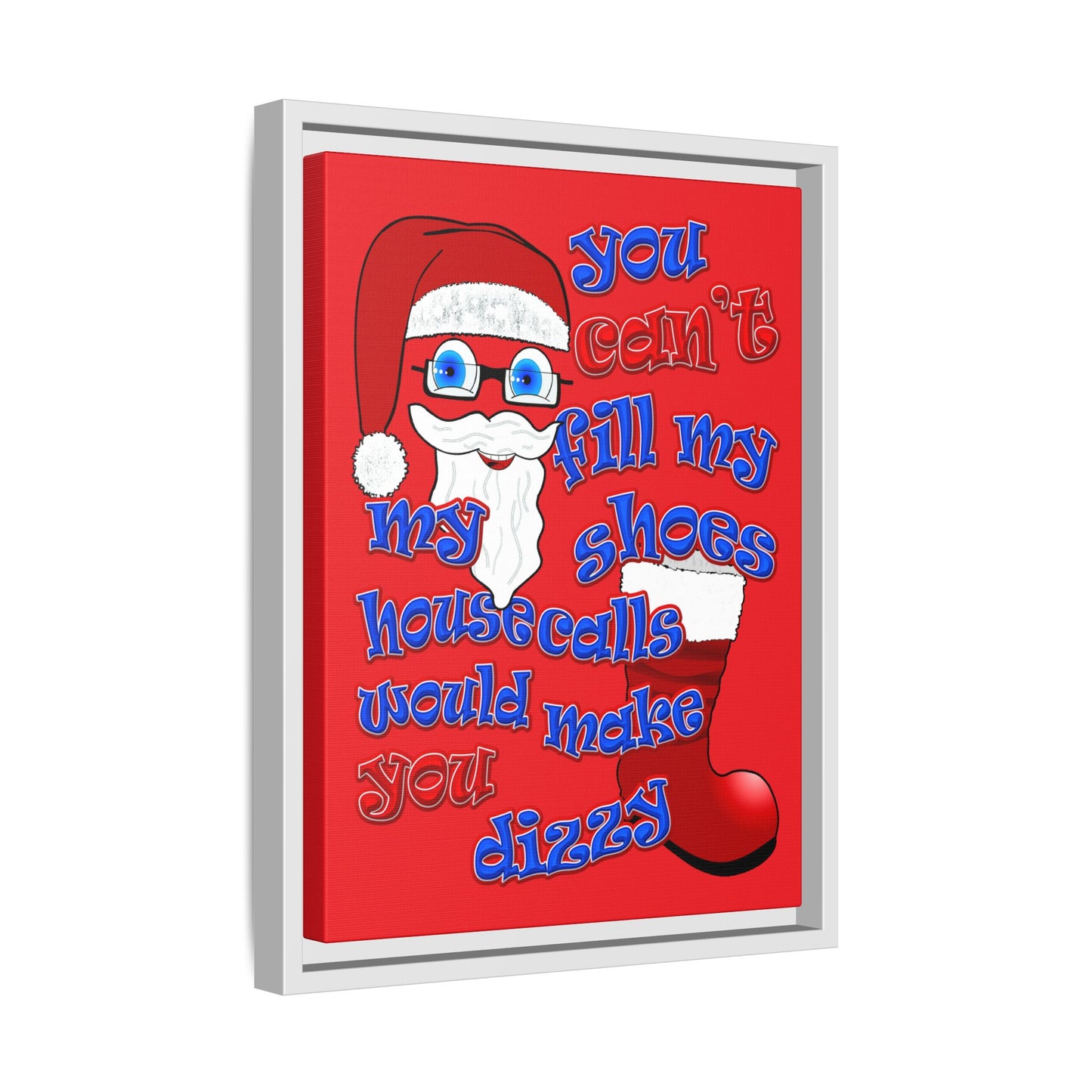 santa's shoes - framed canvas art (red)